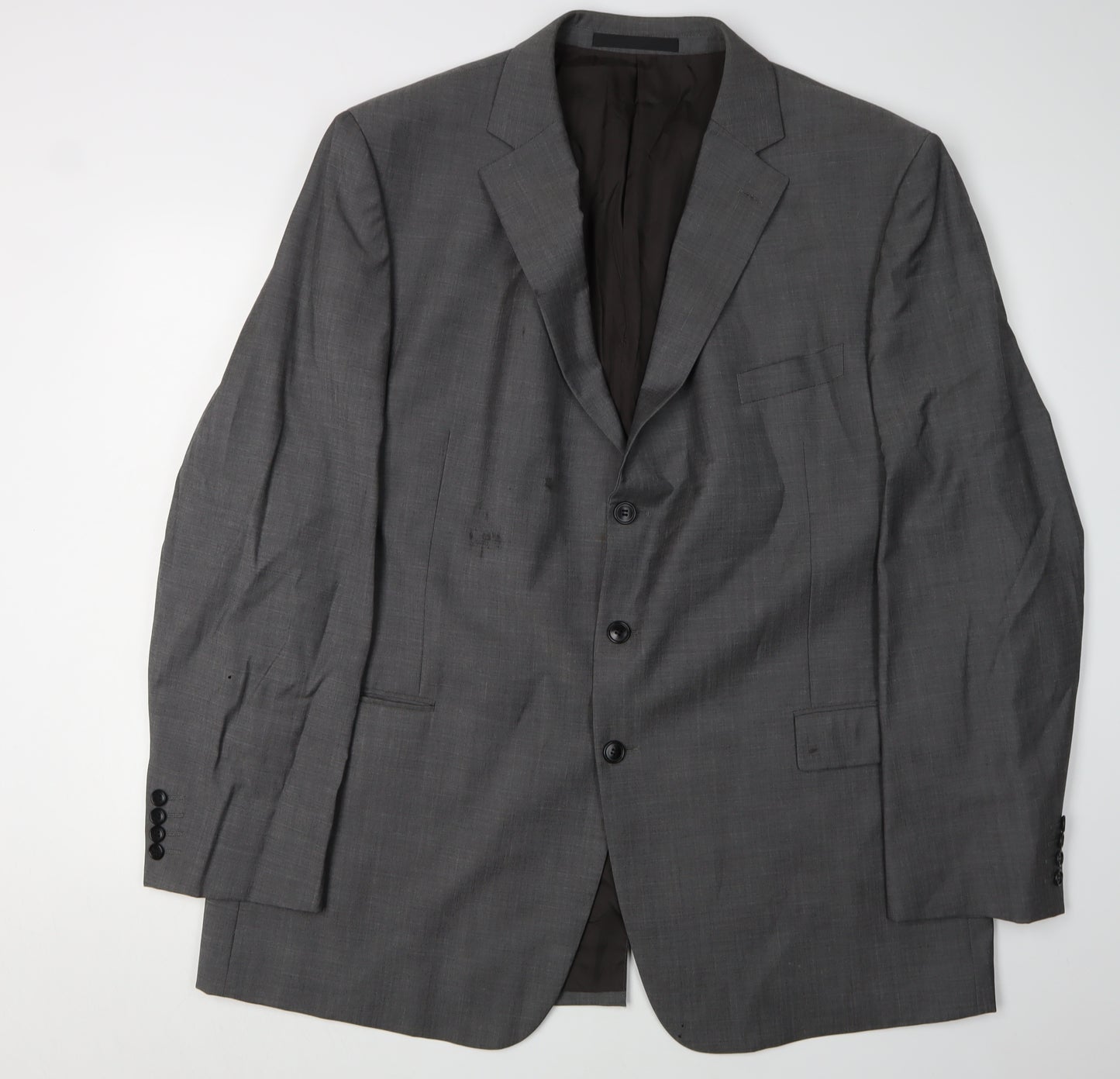 Marks and Spencer Men's Grey Blazer, 48 Long, Wool, Formal Attire
