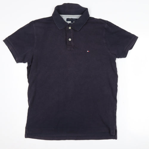 Tommy Hilfiger Men Black L Slim Fit Polo Shirt