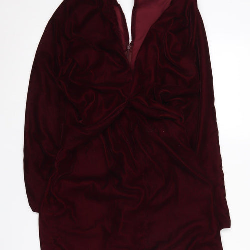 ASOS Women's Red Bodycon Dress Size 6 Velvet Party