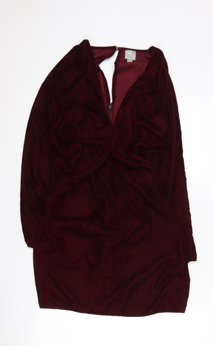 ASOS Women's Red Bodycon Dress Size 6 Velvet Party