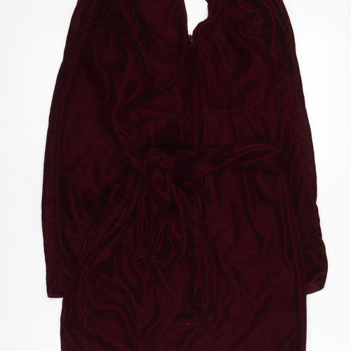 ASOS Women's Red Bodycon Dress Size 6 Velvet Party