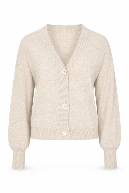 Front view of ASOS DESIGN Women's Beige Cardigan V-Neck, size 8