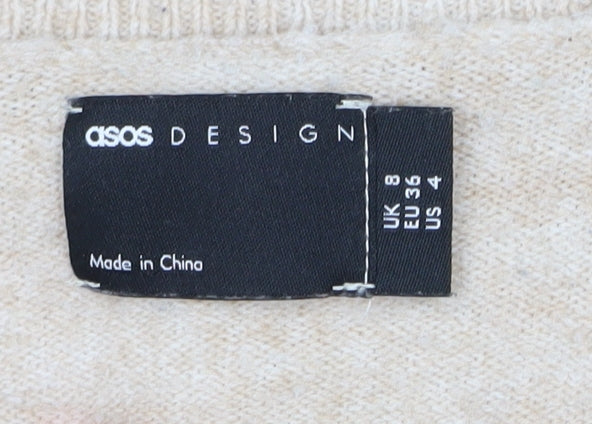 ASOS DESIGN Women's Beige Cardigan V-Neck Size 8