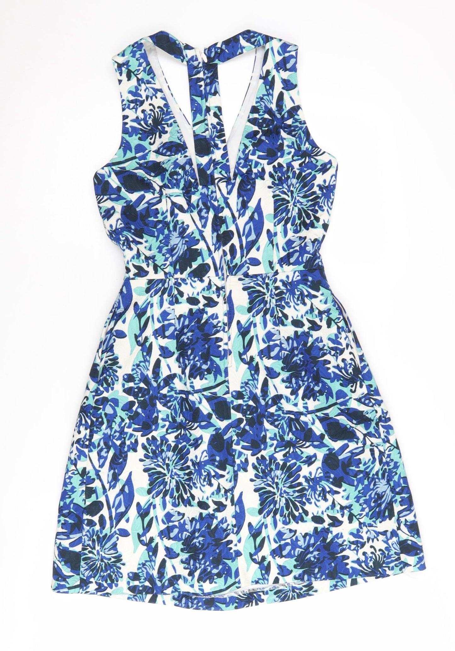 H&M Women’s Blue Floral Fit & Flare Dress Size 6