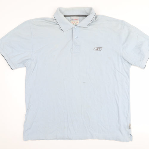 Reebok Men's Blue Polo Shirt M Collared Logo Short Sleeve