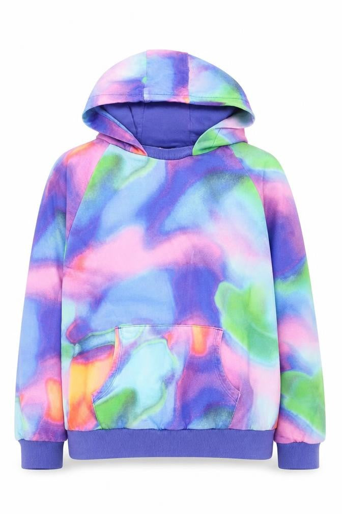Front view of Next girls’ multicoloured cotton pullover hoodie, 12 years
