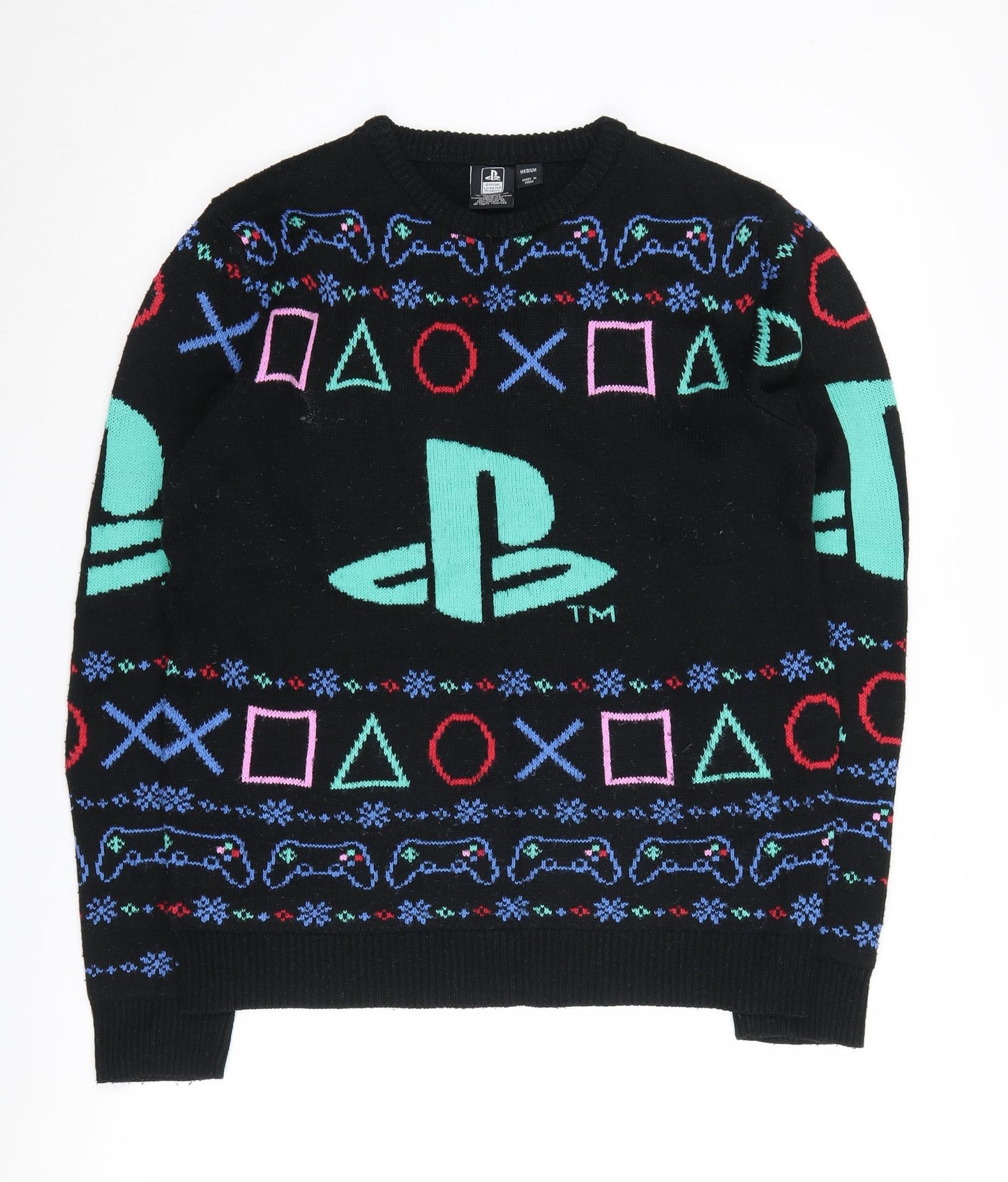 PlayStation Men's M Black Pullover Gaming Jumper