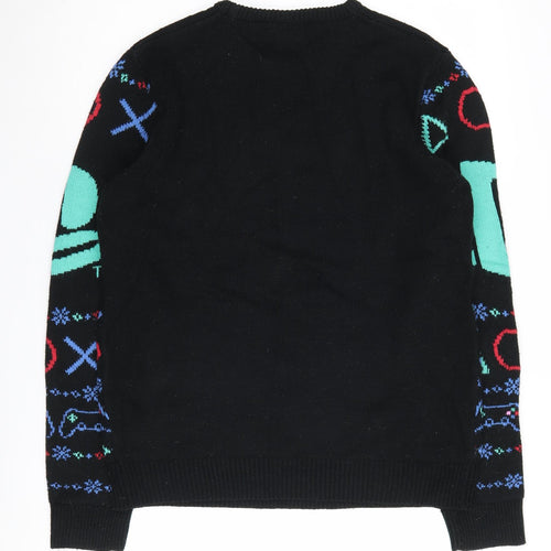 PlayStation Men's M Black Pullover Gaming Jumper