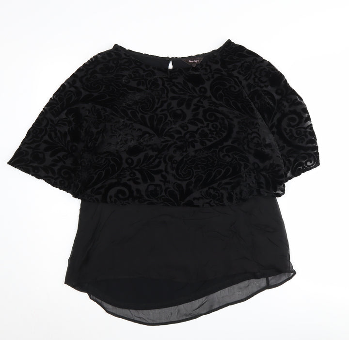 Phase Eight Black Floral Velvet Tunic Blouse Size 10