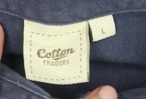 Cotton Traders Men's Blue Colourblock Polo Shirt - L