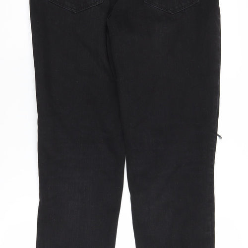 Bershka Women's Black Distressed Straight Jeans Size 10