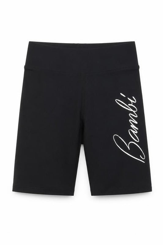 Front view of Disney Women's Black Bambi Cropped Leggings XS