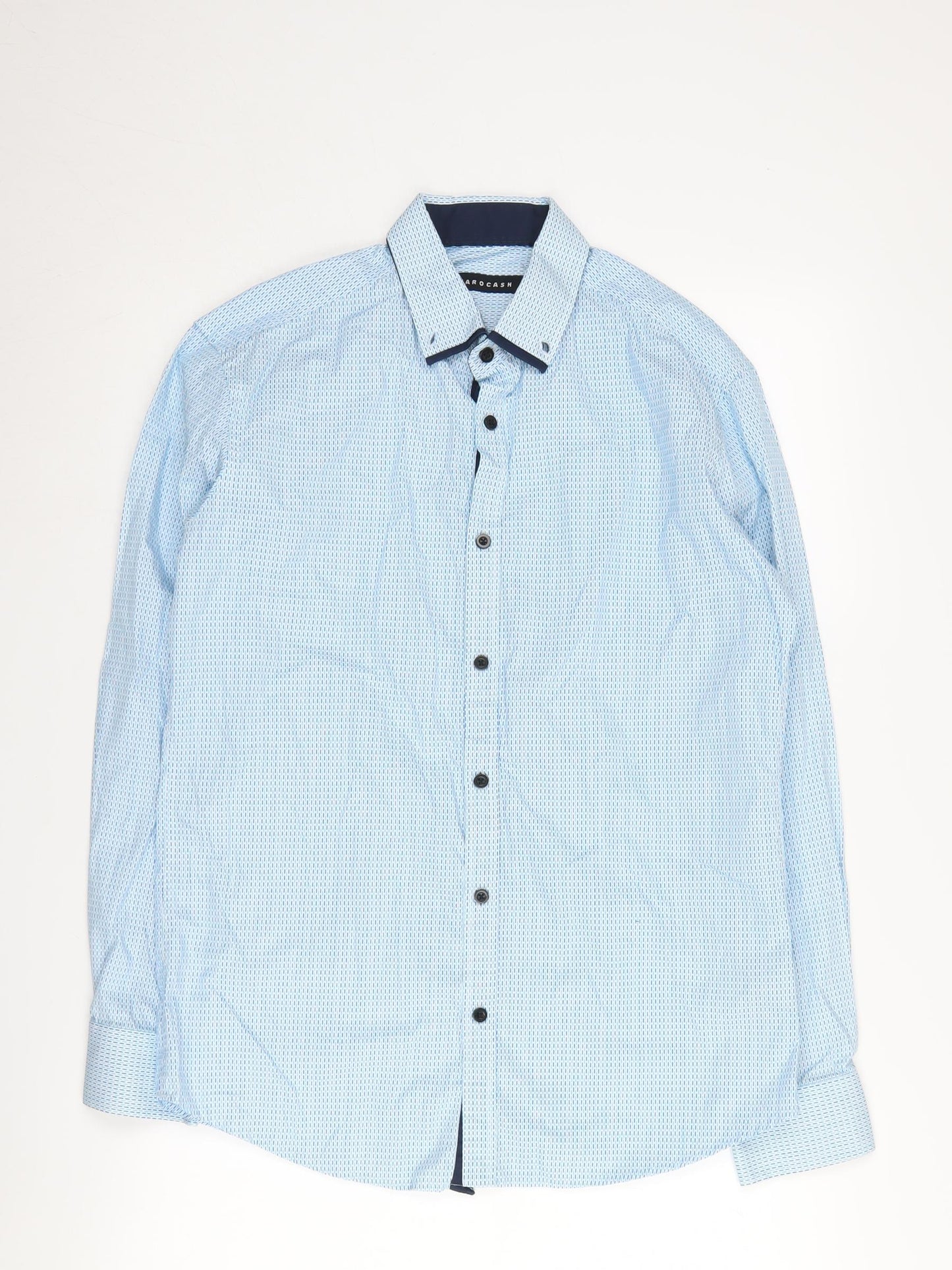 Tarocash Men's Blue Geometric Button-Up Shirt, Small