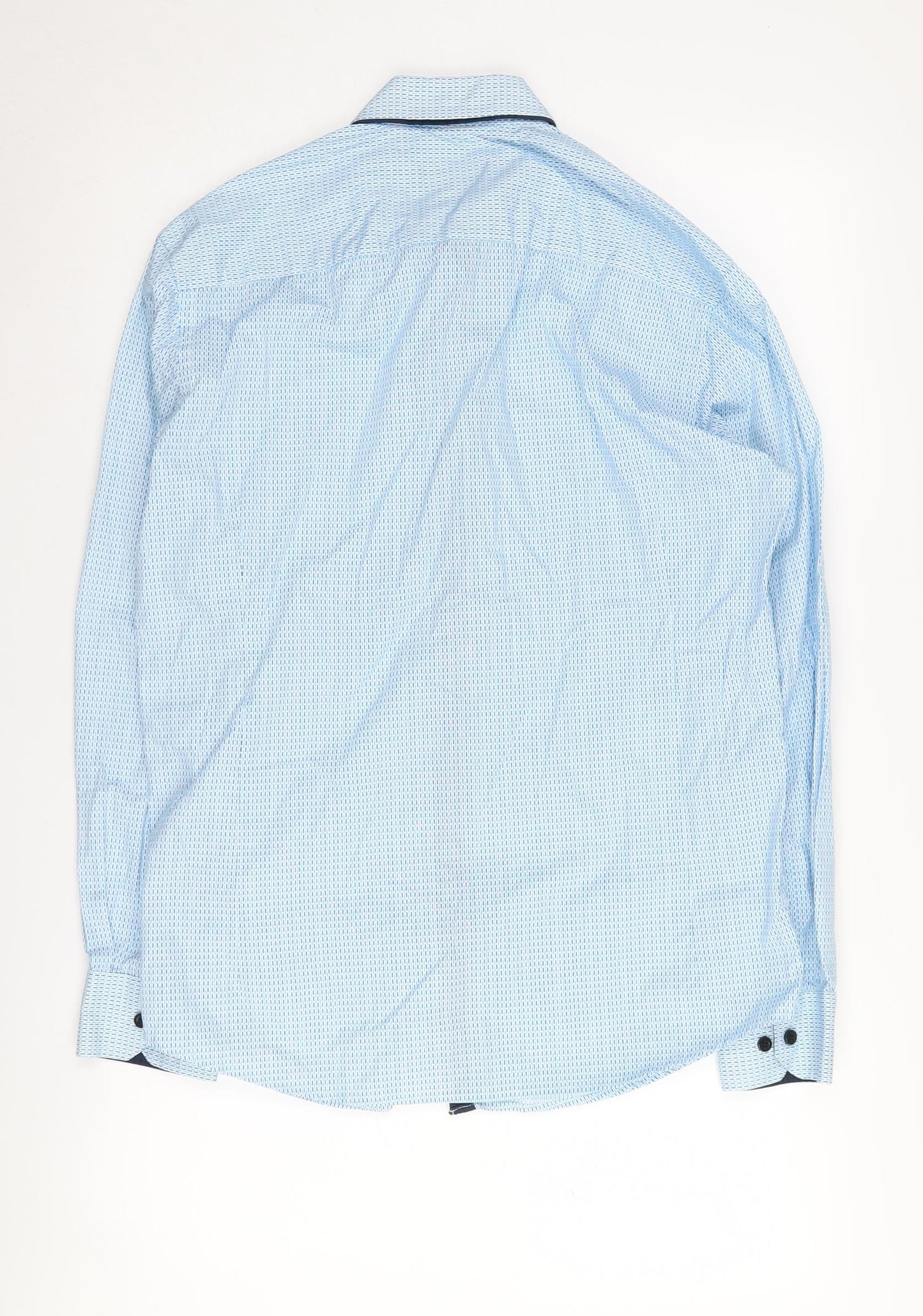 Tarocash Men's Blue Geometric Button-Up Shirt, Small