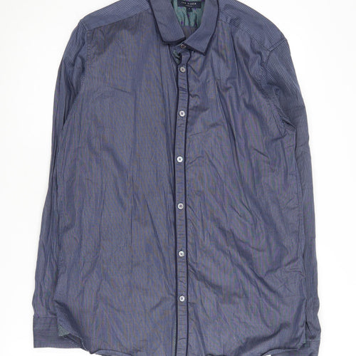 Ted Baker Men's Blue Striped Shirt Long Sleeve L