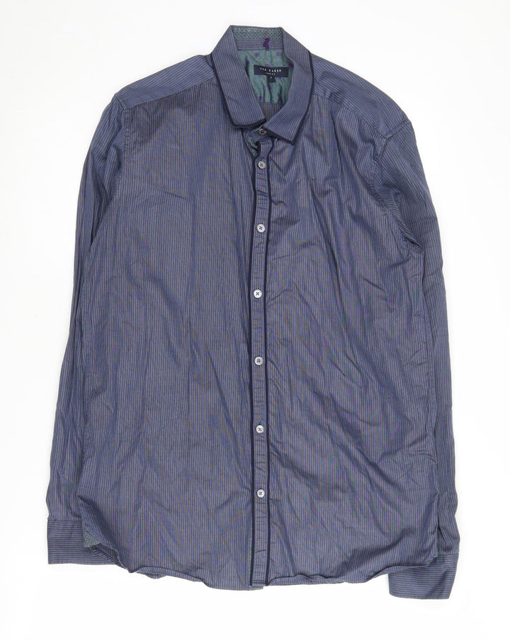 Ted Baker Men's Blue Striped Shirt Long Sleeve L