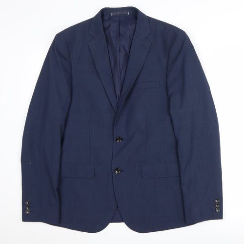 M&S Men's Blue Check Suit Jacket, Size 38R