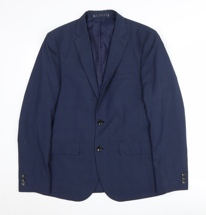 M&S Men's Blue Check Suit Jacket, Size 38R