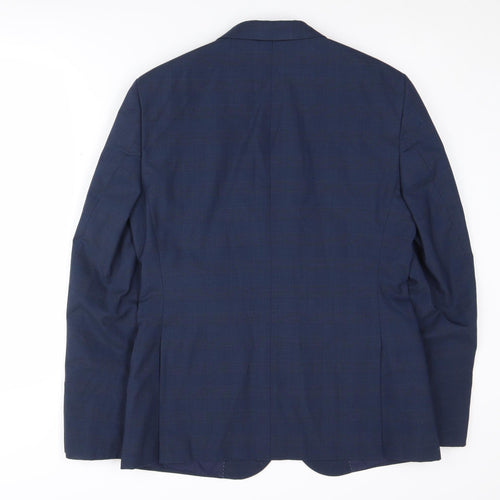 M&S Men's Blue Check Suit Jacket, Size 38R