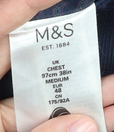 M&S Men's Blue Check Suit Jacket, Size 38R