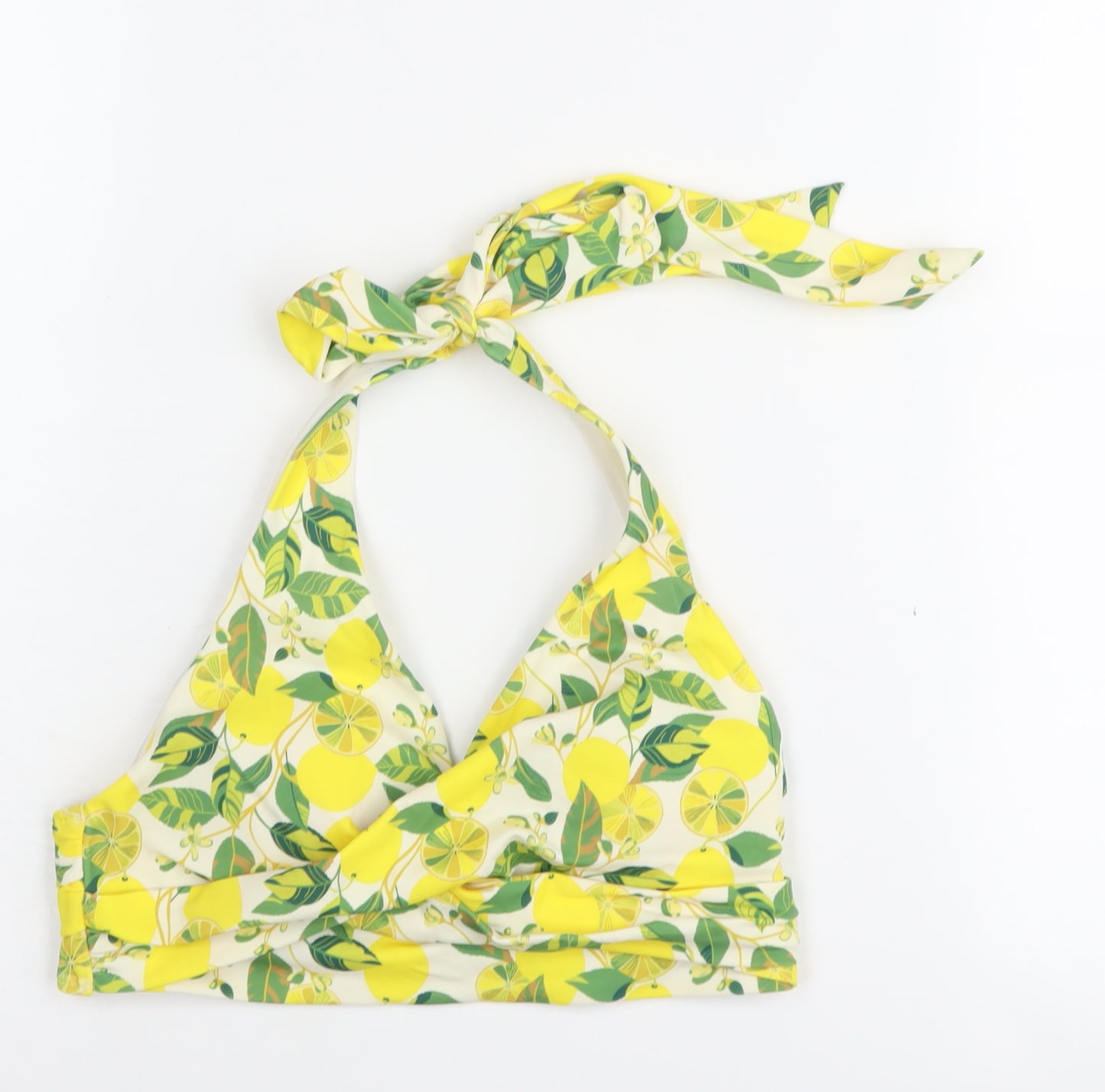 Boden Women's Yellow Floral Halter Bikini Top Size 8
