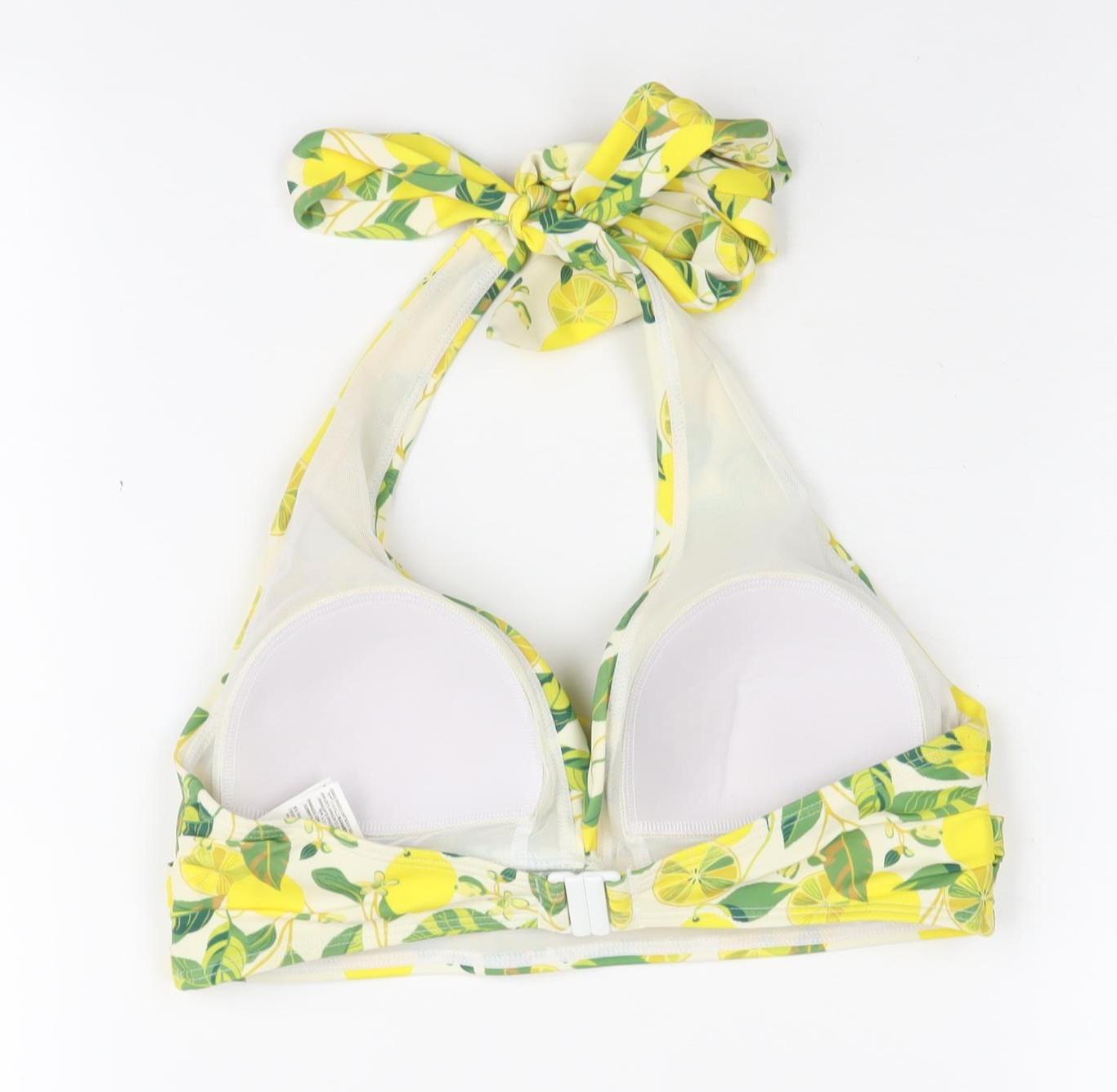Boden Women's Yellow Floral Halter Bikini Top Size 8