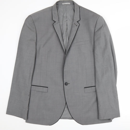 Next Men's Grey Single-Breasted Blazer - Size 44R