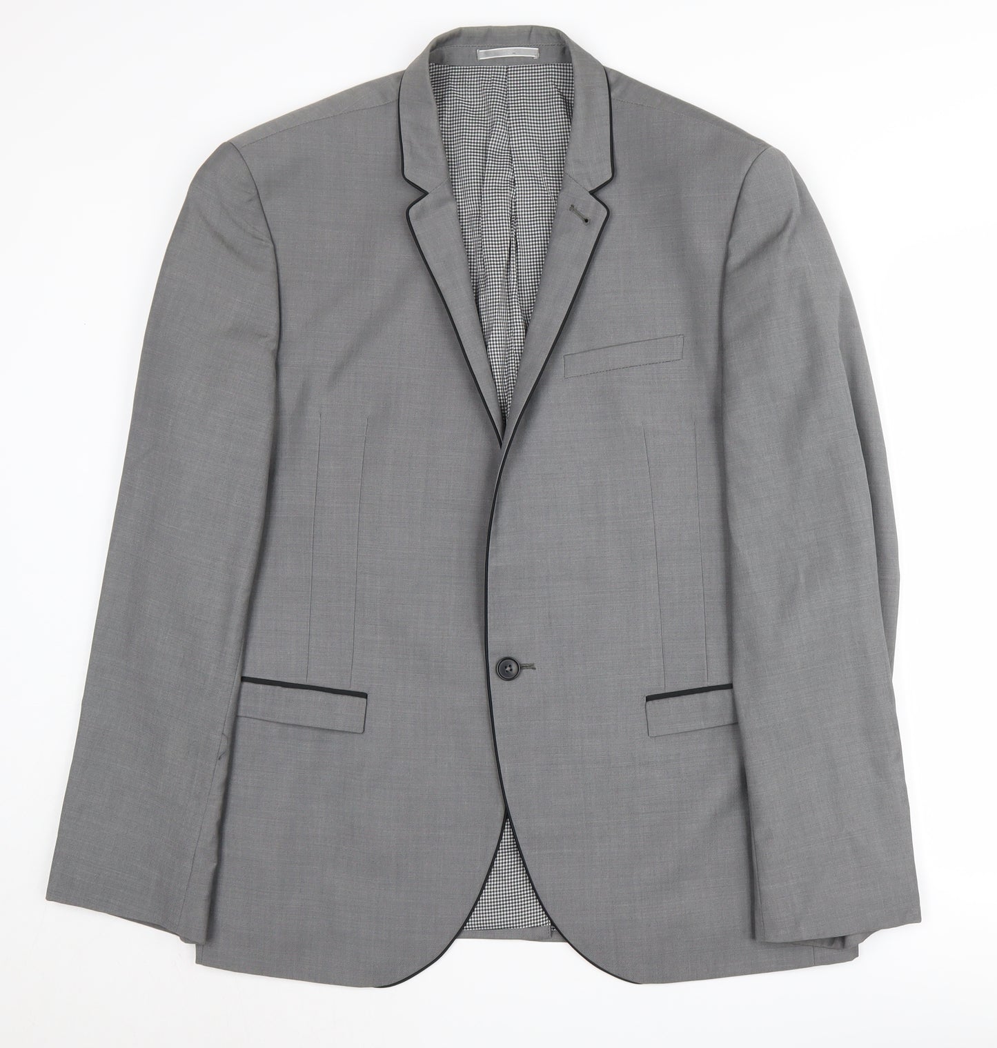 Next Men's Grey Single-Breasted Blazer - Size 44R