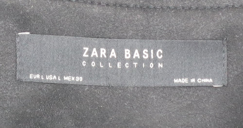 Zara Women's Black Mid-Length Basic Jacket Size L