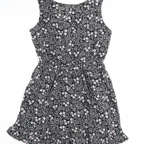 Next Girls Black Floral Sleeveless Playsuit 11 Years