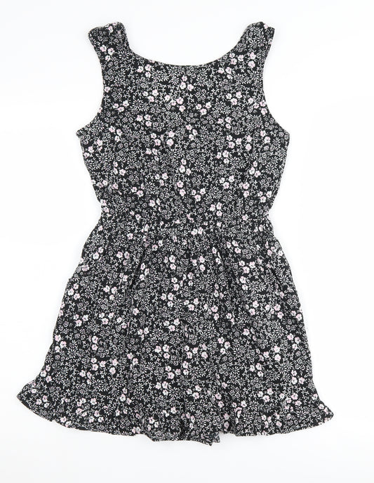 Next Girls Black Floral Sleeveless Playsuit 11 Years