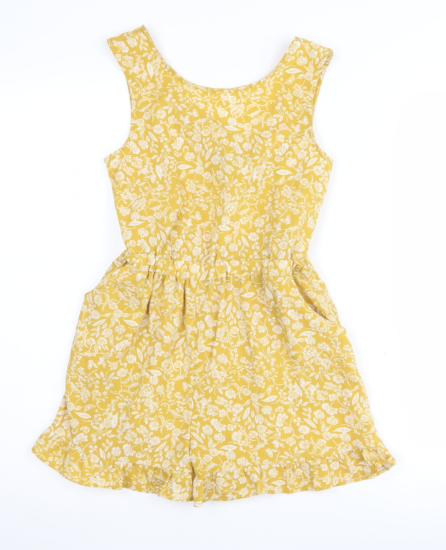 Next Girls Yellow Floral Playsuit, 9 Years, Summer Casual
