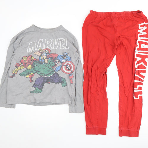 Marvel Boys Grey Red Pyjama Set 9-10Y Superhero Graphic