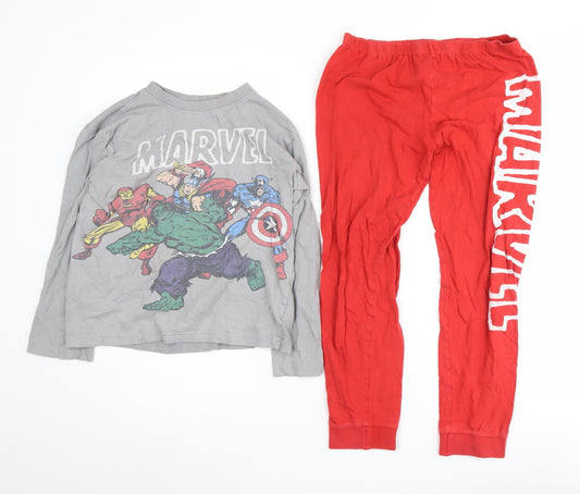 Marvel Boys Grey Red Pyjama Set 9-10Y Superhero Graphic