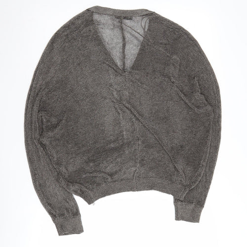 Zara Women’s Grey Full Zip Jumper, Size 12, V-Neck