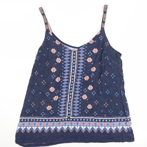 Oasis Women's Blue Floral Viscose Tank Top Small