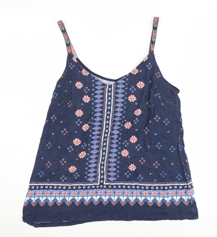 Oasis Women's Blue Floral Viscose Tank Top Small