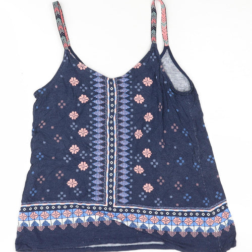 Oasis Women's Blue Floral Viscose Tank Top Small