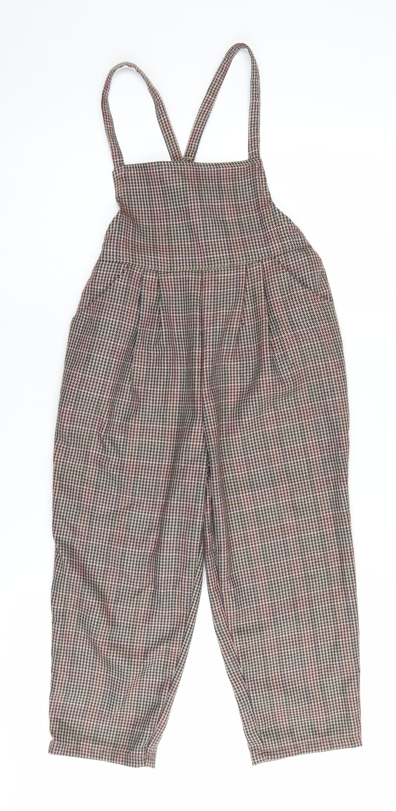 Next Multicoloured Check Girls Dungaree, 5-6 Years