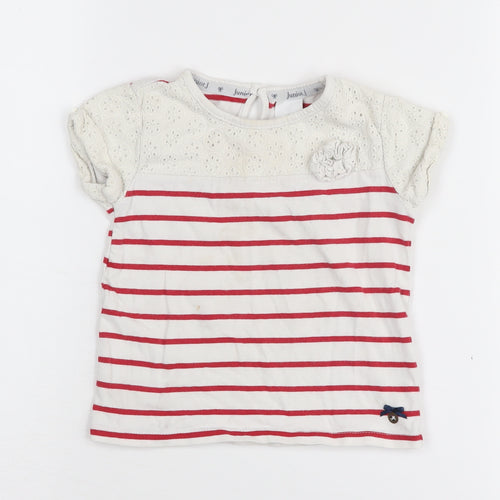 Jasper Conran Girls Striped T-Shirt, Red/White, 2-3 Years