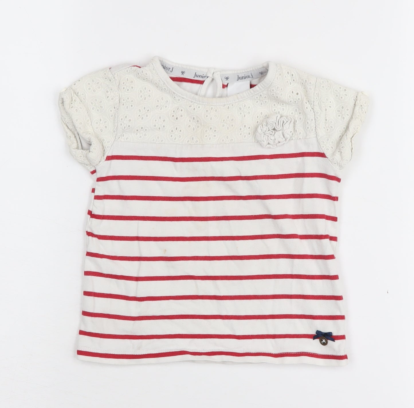 Jasper Conran Girls Striped T-Shirt, Red/White, 2-3 Years