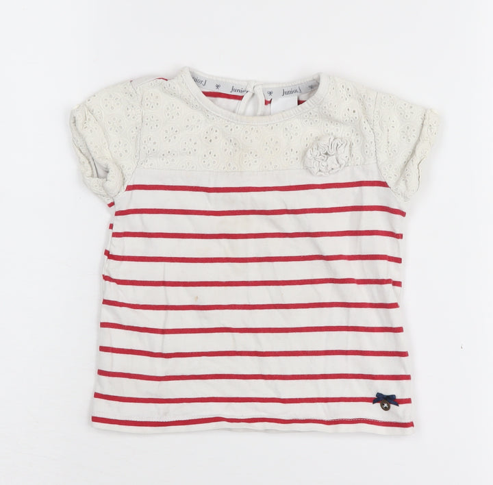 Jasper Conran Girls Striped T-Shirt, Red/White, 2-3 Years