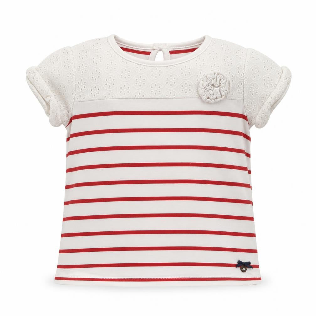 Jasper Conran Girls Striped T-Shirt, Red/White, 2-3 Years