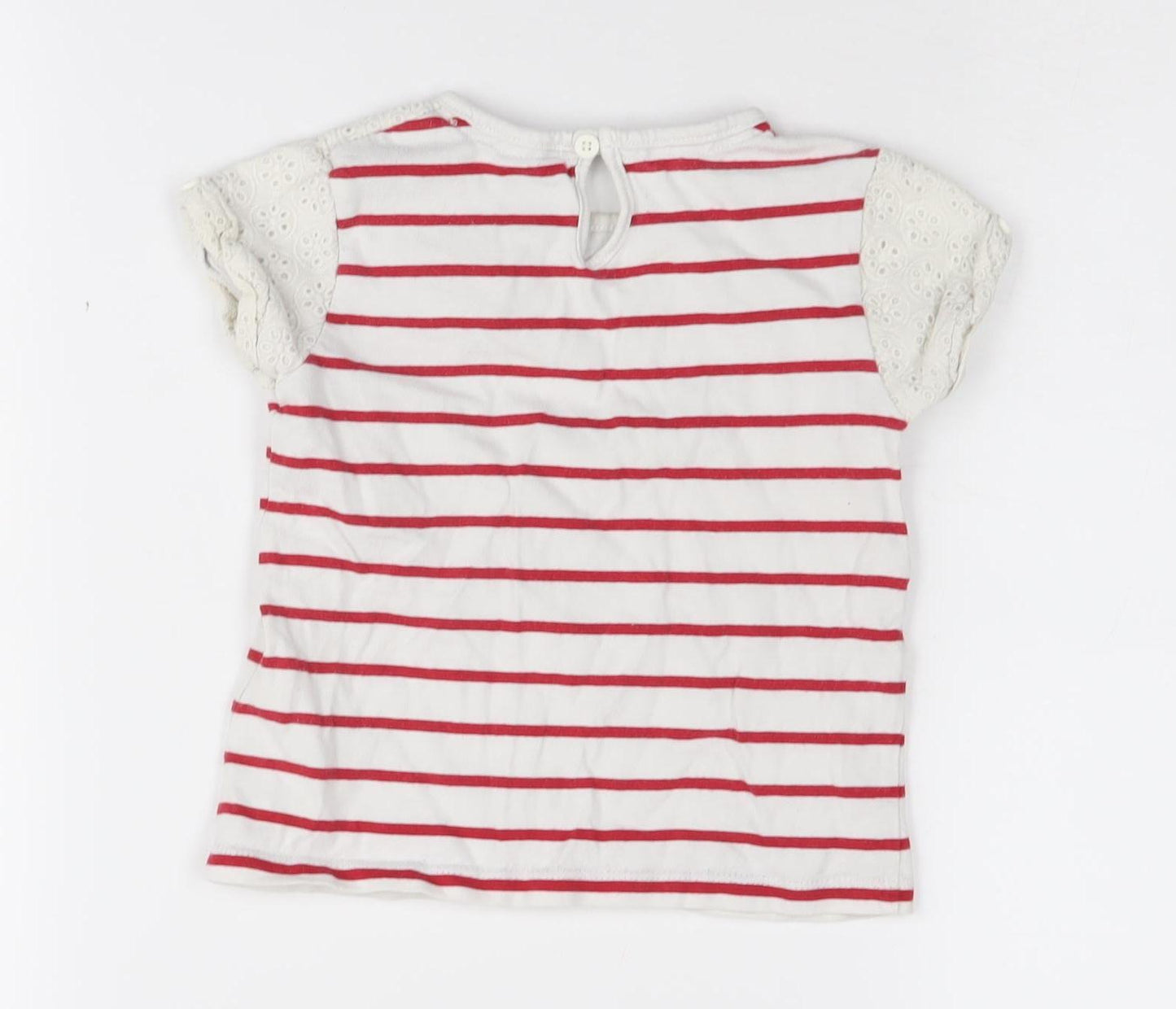 Jasper Conran Girls Striped T-Shirt, Red/White, 2-3 Years