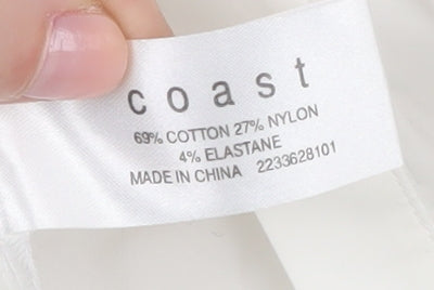 Coast Women's White Button-Up Shirt Size 14 Embroidered