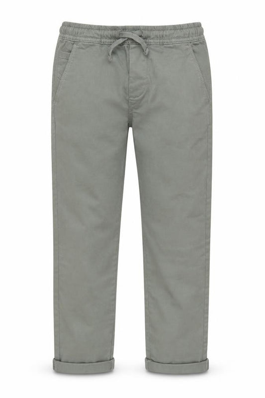 Front view of Mango boys’ green jogger trousers 10 years casual elastic waist