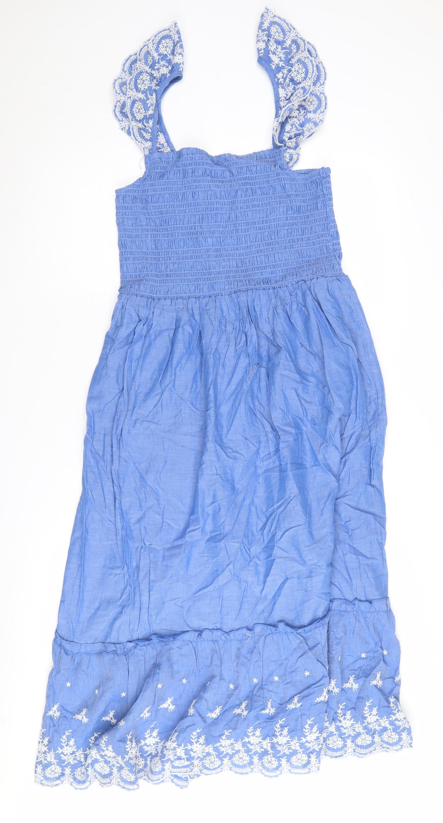 Lipsy Women's Blue Embroidered Dress Size 12