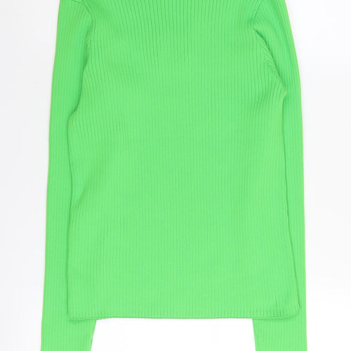 ONLY Women's Green V-Neck Pullover Jumper Size L