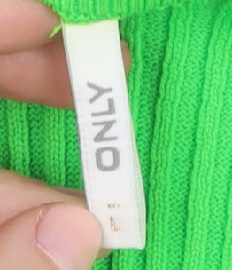 ONLY Women's Green V-Neck Pullover Jumper Size L