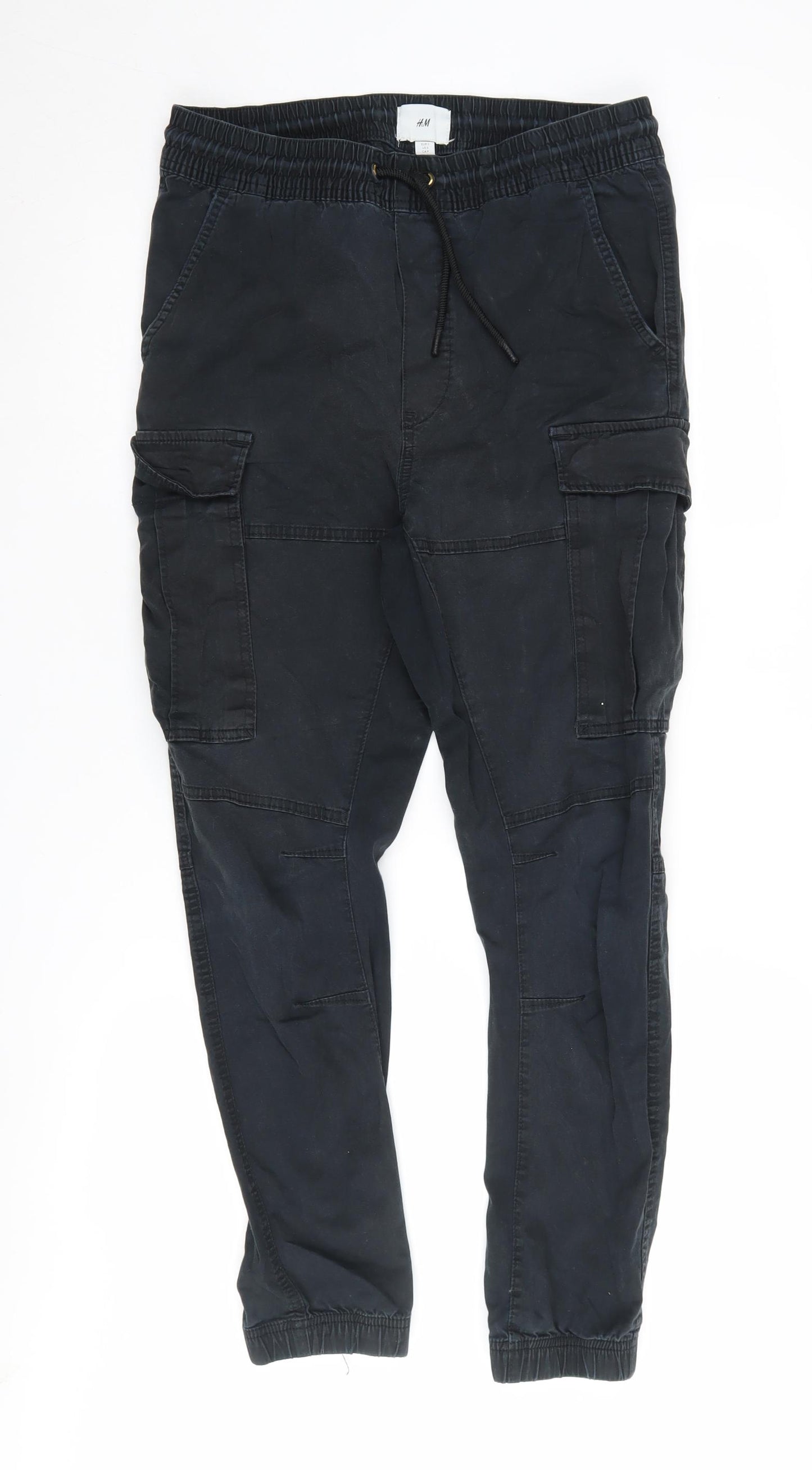 H&M Men’s Black Cargo Trousers, Small, Casual
